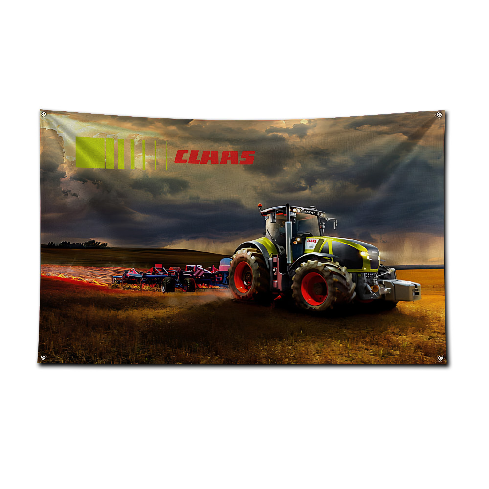 Bandera para Tractor y Cosecha - Farming Agriculture Logo reseña y precio